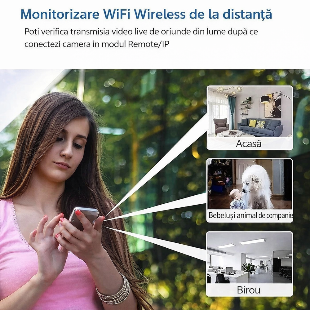 Set 2 Mini cameră de securitate wireless 1080P HD, vedere nocturnă, suport magnetic PromotiiZilnice