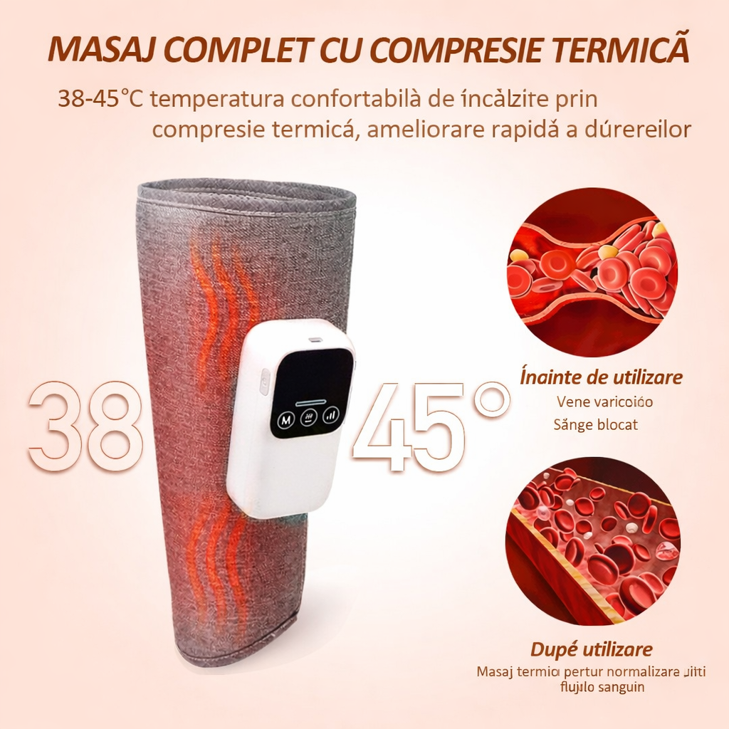 Aparat de masaj pentru picioare, incalzitor cu presiune a aerului, 3 moduri, Gri PromotiiZilnice