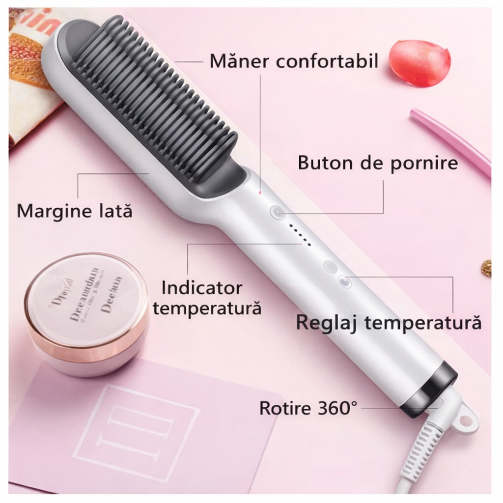 Perie de indreptat parul Linehair cu invelis ceramic, temperatura reglabila in 5 trepte PromotiiZilnice