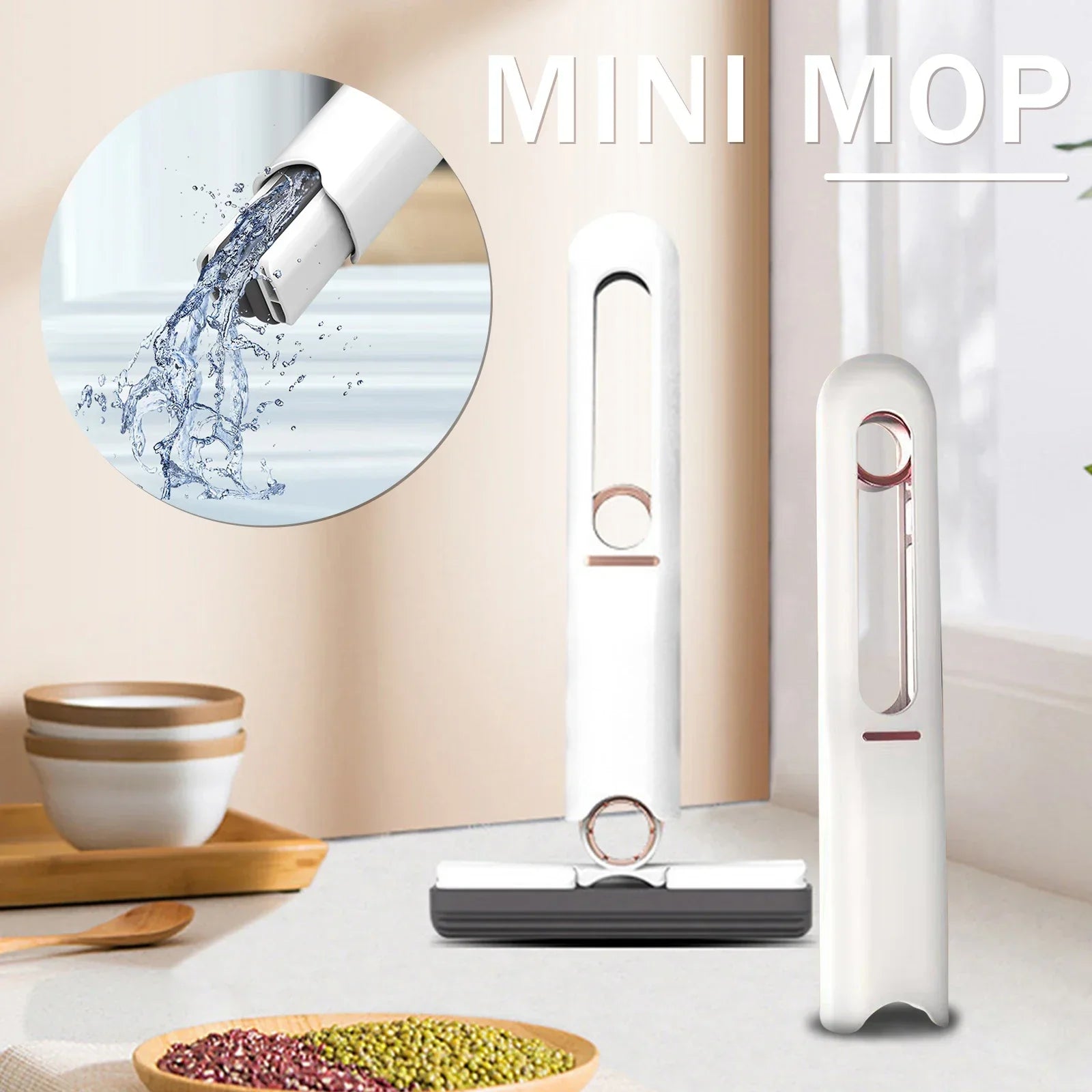 Mini Mop Portabil cu stoarcere automata, Burete de inalta calitate, Spalare umeda sau uscata PromotiiZilnice