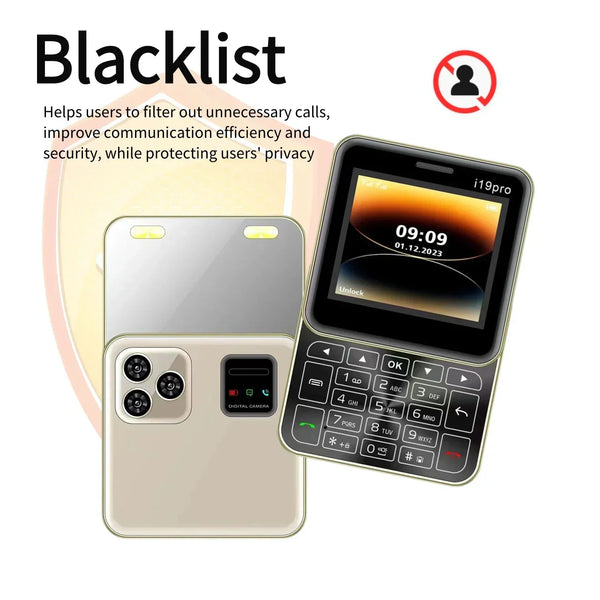 Telefon Mini i19 Pro Slide Button – 2.4", Dual SIM, 2G GSM, camera, FM, Bluetooth, butoane, deblocat - PromotiiZilnice