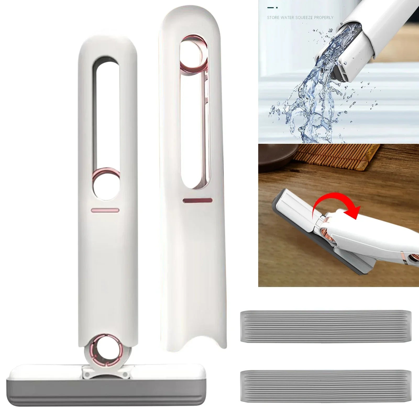 Mini Mop Portabil cu stoarcere automata, Burete de inalta calitate, Spalare umeda sau uscata PromotiiZilnice