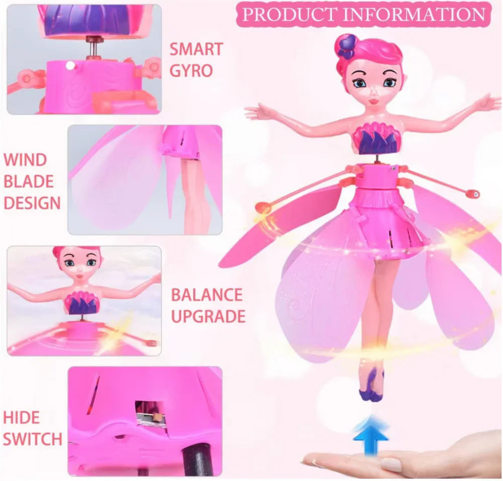 1+1 CADOU Papusa zana zburatoare, cu Senzor Pentru Coordonarea Miscarilor, Incarcare USB, Dimensiuni 19x6.5 cm PromotiiZilnice