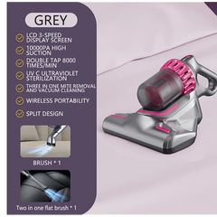 Aspirator de pat anti-acarieni, wireless, igienizare profunda, usor si manevrabil, 10000Pa, cu 8000 de vibratii pe minut, Violet PromotiiZilnice