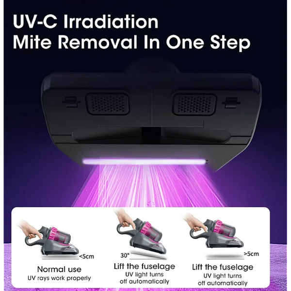 Aspirator de pat anti-acarieni, wireless, igienizare profunda, usor si manevrabil, 10000Pa, cu 8000 de vibratii pe minut, Violet PromotiiZilnice