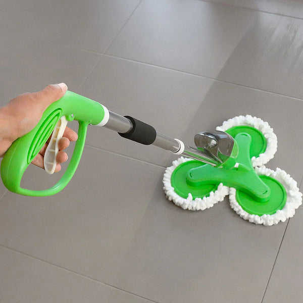 Mop triplu cu rezervor pulverizator, 3 capete rotative cu diametru 20 cm, 3 lavete microfibra, rezervor 600 ml - PromotiiZilnice