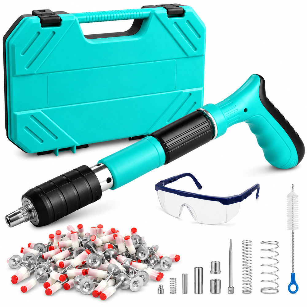 Kit Dispozitiv Manual pentru Fixare Cuie, 50 Cuie, Ochelari de Protecție, Accesorii și Trusă BunSiPractic