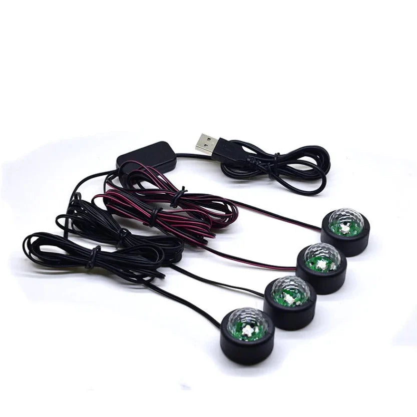 Set 4 LED auto de interior, A10 USB, 7 culori RGB PromotiiZilnice