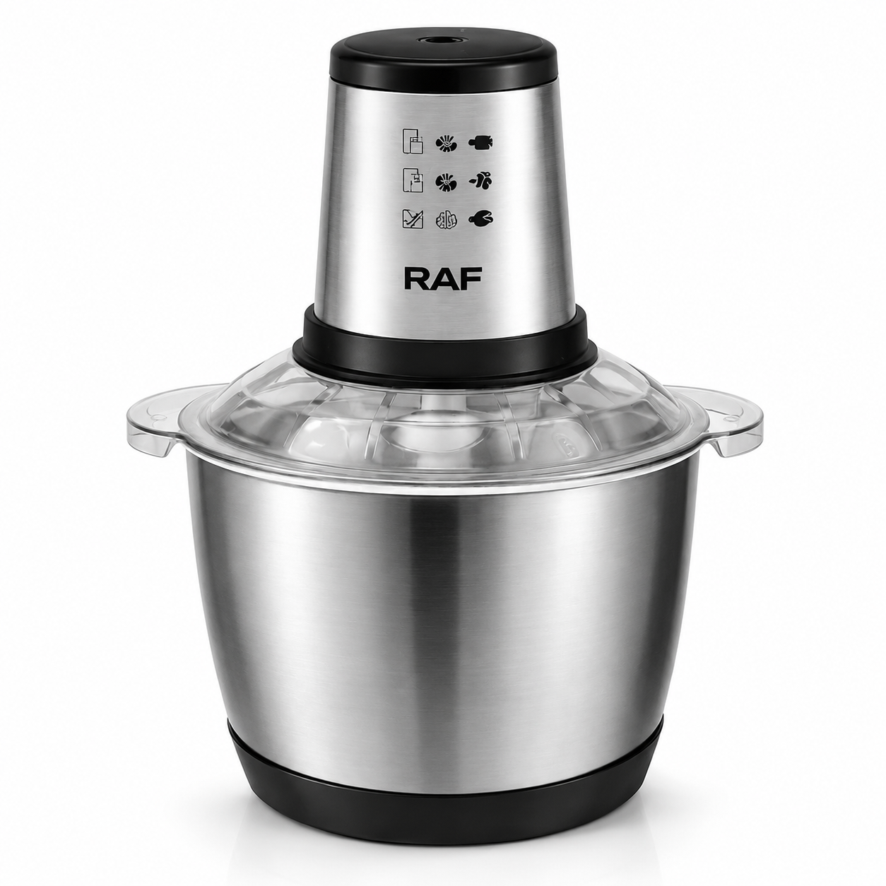 Set 2x Tocator Electric RAF R.7031, 1000W, Bol Inox 3L, 2 Viteze, 4 Lame din Otel Inoxidabil – Tocare Rapida Carne, Legume, Fructe Powersale