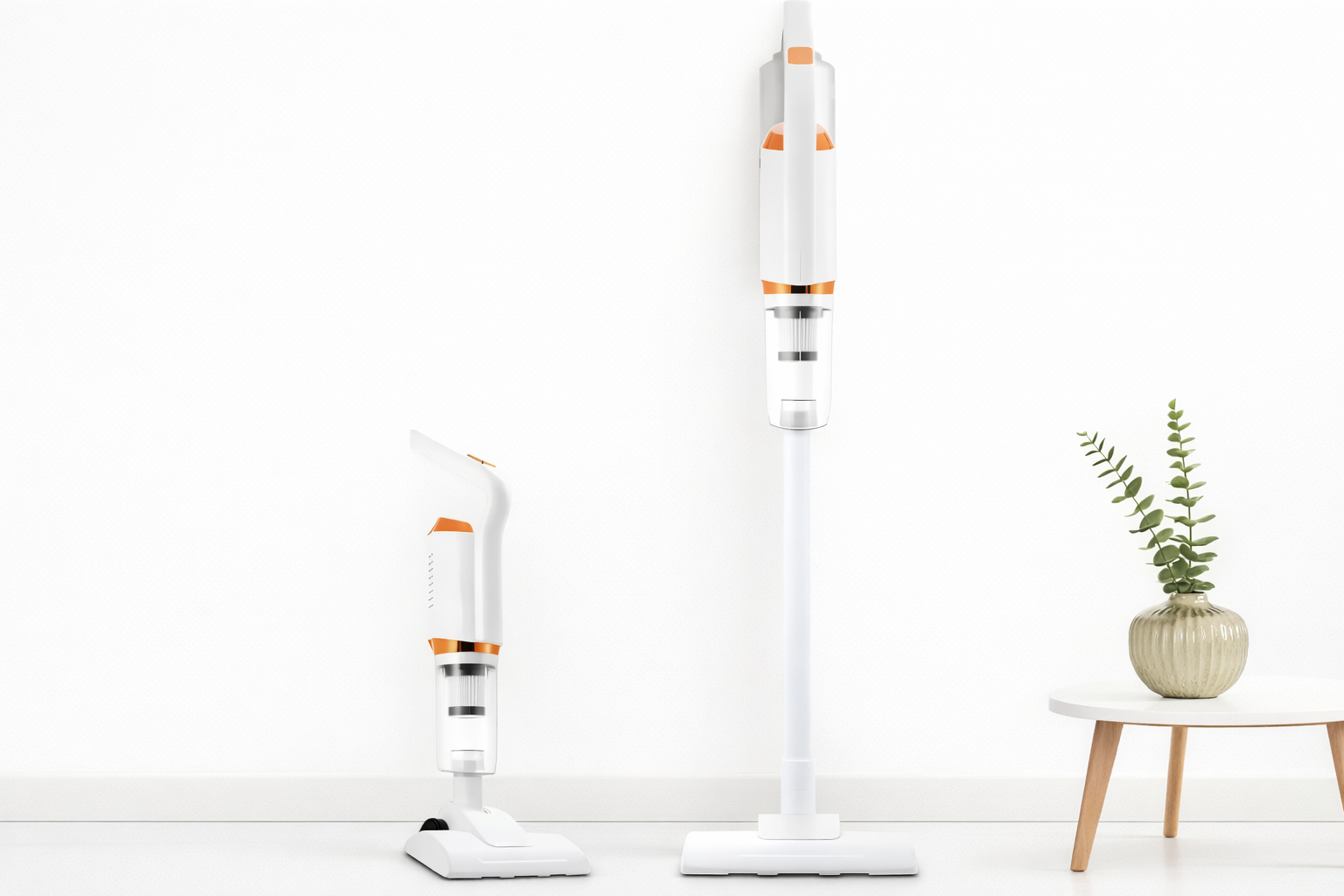 Aspirator 2 in 1 de podea si de mana, 120W, filtru HEPA lavabil, usor si compact, alb Powersale