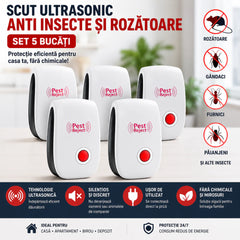 Set 5 Bucati Aparat Ultrasonic Anti Tantari, Gandaci, Furnici si Rozatoare PromotiiZilnice
