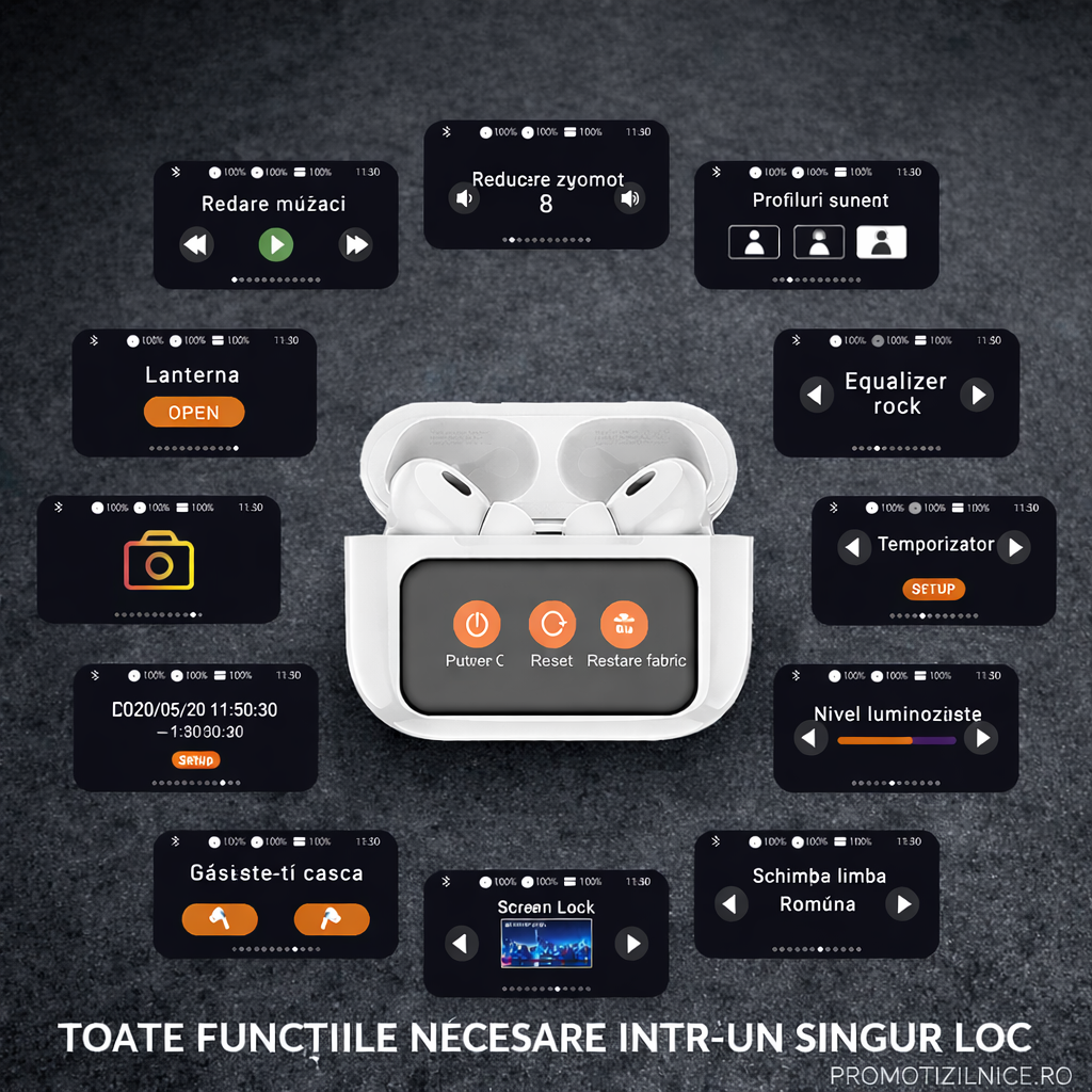 Casti Wireless Bluetooth A9 Pro – Bluetooth 5.4, Microfon HD, Control Tactil, ANC/ENC, Rezistente la Apă, Autonomie Extinsă PromotiiZilnice