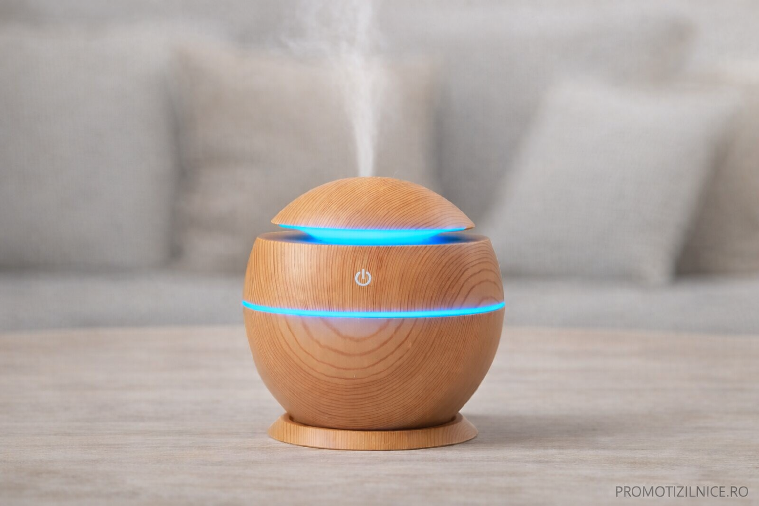 Set 2 x Umidificator si Difuzor Aromaterapie 300 ml + 6 Uleiuri Esentiale, 7 Culori LED Ambientale, Design Lemn PromotiiZilnice