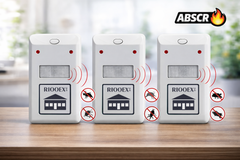 Set 3 Bucati Aparat Antigandaci si Antirozatoare RIOOEX Plus – Dispozitiv Ultrasunete Anti Insecte si Soareci, Alb BoomSale
