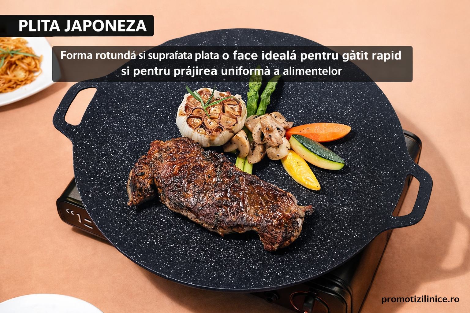 Set 2 Bucăți Plită Japoneză 36 cm – Antiaderentă, Gătire Rapidă pe Aragaz & Inducție PromotiiZilnice
