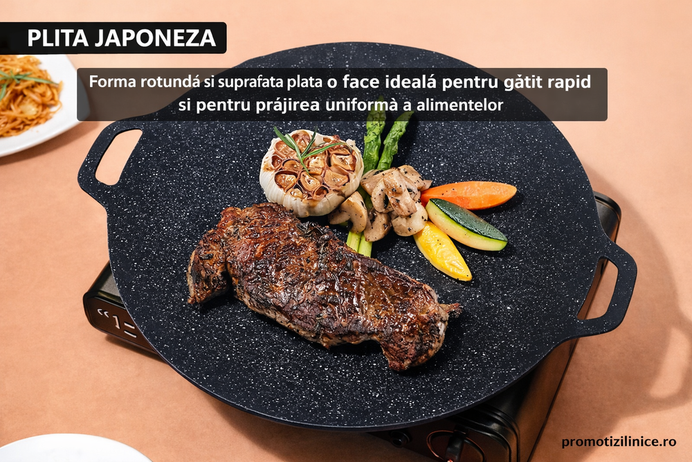 Set 2 Bucăți Plită Japoneză 36 cm – Antiaderentă, Gătire Rapidă pe Aragaz & Inducție PromotiiZilnice