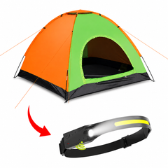 Cort Camping 3-4 Persoane 200x200x135 cm Impermeabil + Lanterna de Cap Cadou – Montare Rapida, Material Rezistent PromotiiZilnice