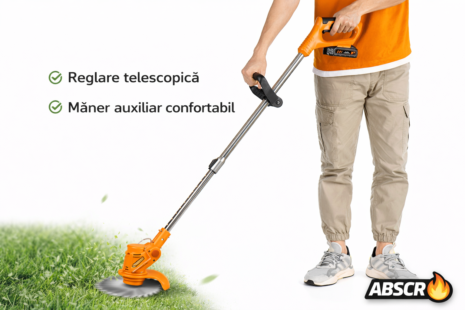 Motocoasă Electrică cu 2 Acumulatori 48V 4000 mAh, 18000 RPM, cu Roți Detasabile, Disc + 2 Lame + 5 Palete Incluse – Trimmer Profesional Iarbă și Buruieni BoomSale