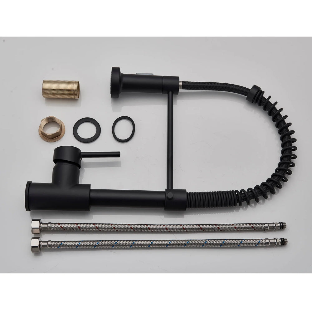 Baterie de bucatarie retractabila, rotire 360 grade, negru, montare pe blat PromotiiZilnice