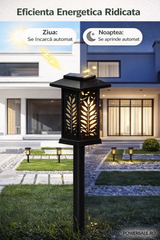Set 6 Bucăți – Lampă Solară Decorativă pentru Grădină, Model Frunze, IP44, ABS Negru Powersale