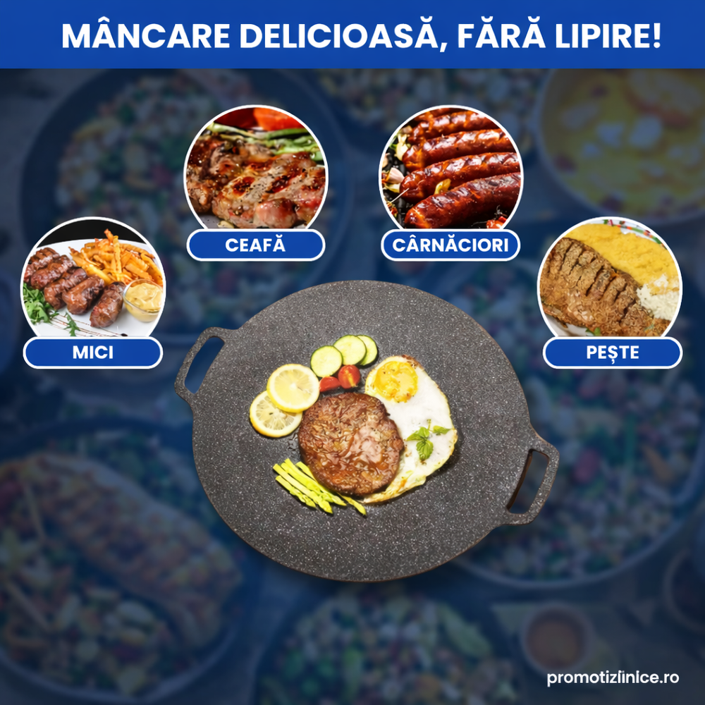 Set 2 Bucăți Plită Japoneză 36 cm – Antiaderentă, Gătire Rapidă pe Aragaz & Inducție PromotiiZilnice