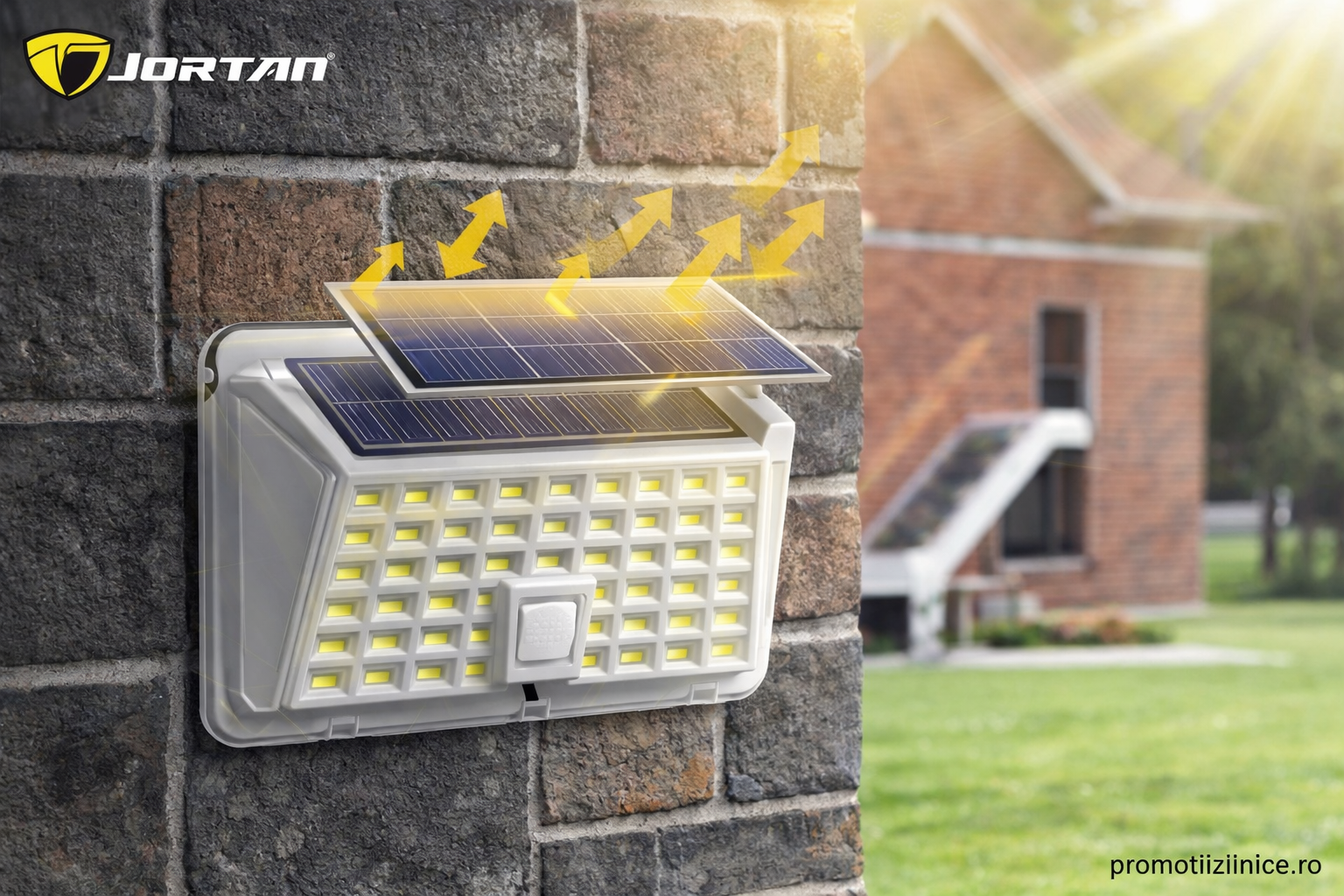 Set 10 Lampi Solare JORTAN LED 90 SMD cu Senzor de Miscare, IP65, Iluminat Exterior Curte Gradina Terasa, Panou Solar, Lumina Alba Rece PromotiiZilnice