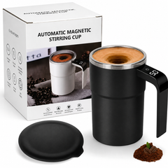 Cană Automată cu Amestecare Magnetică, Inox, Afișaj Temperatură, USB Type-C PromotiiZilnice