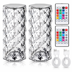 Set 2 Lămpi LED Ambientale RGB, Tip Cristal, cu Telecomandă, Control Tactil, Reîncărcabile USB, Efecte Luminoase PromotiiZilnice