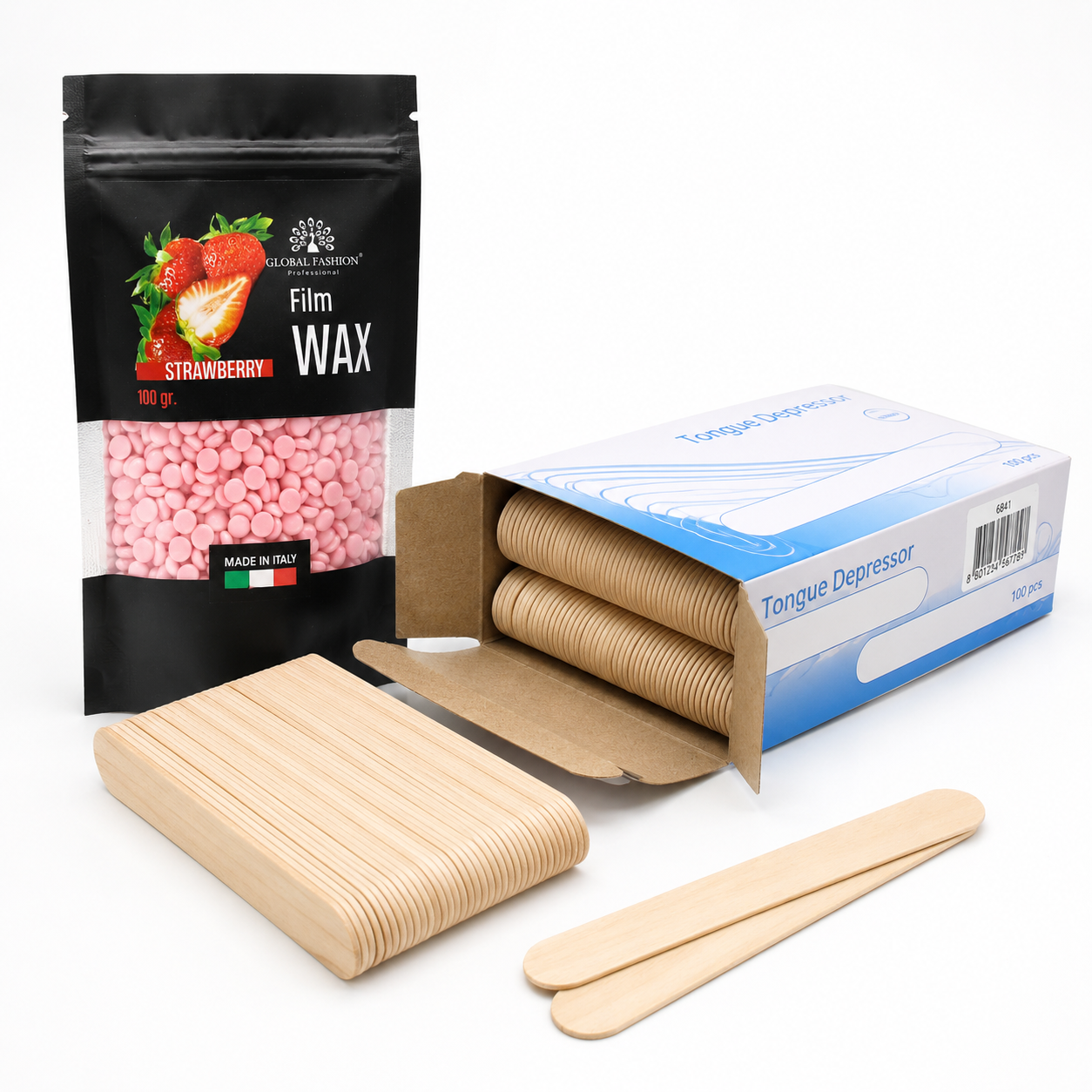 Set Epilare Profesional Pro Wax 100 + Ceară Film Wax Căpșuni 100g + 100 Spatule din Lemn | Kit Complet Epilare Acasă & Salon LUXORYABEAUTY