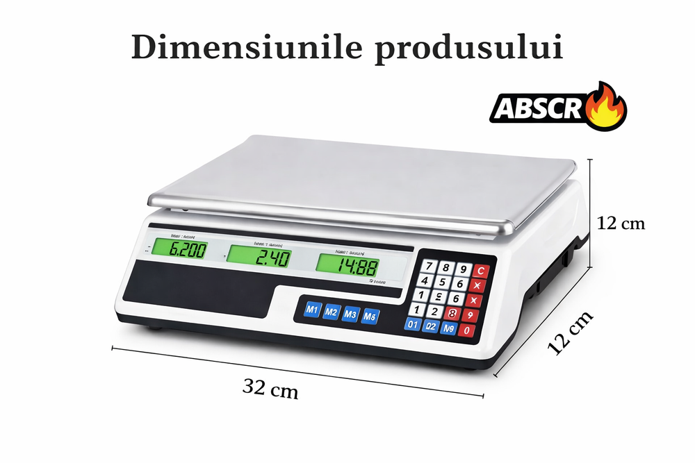 Cantar Comercial Electronic Profesional 40 Kg Gardeon – Afisaj Dublu Iluminat, Tava Inox, Functie Memorie BoomSale