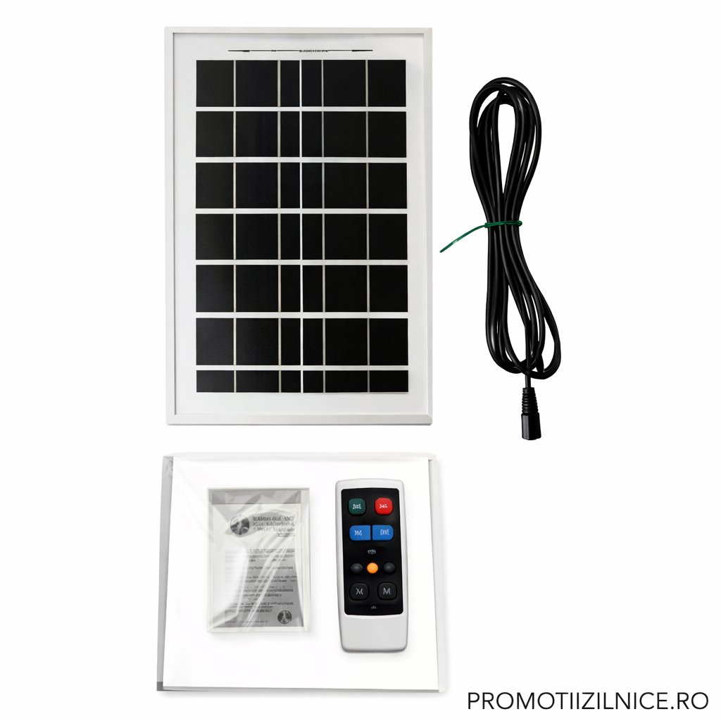 Proiector Solar LED Dublu 200W cu Senzor de Miscare, Telecomanda si Protectie IP67 – Iluminare Exterior Curte si Gradina PromotiiZilnice