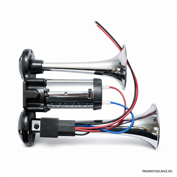 Claxon Auto 12V cu Compresor Energy Premium, 2 Goarne Cromate, Sistem Dublu Sunet Puternic, Montaj Universal PromotiiZilnice