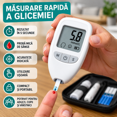 Glucometru Digital pentru Măsurarea Glicemiei, Afișaj LCD, Memorie Rezultate, Compact și Ușor de Utilizat BunSiPractic
