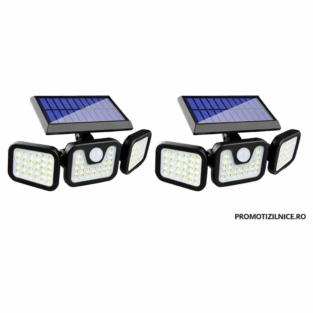 Set 2 bucati Lampa Solara 150W Leduri COB, Senzor de Miscare Prindere pe Perete PromotiiZilnice Imagine principală a produsului