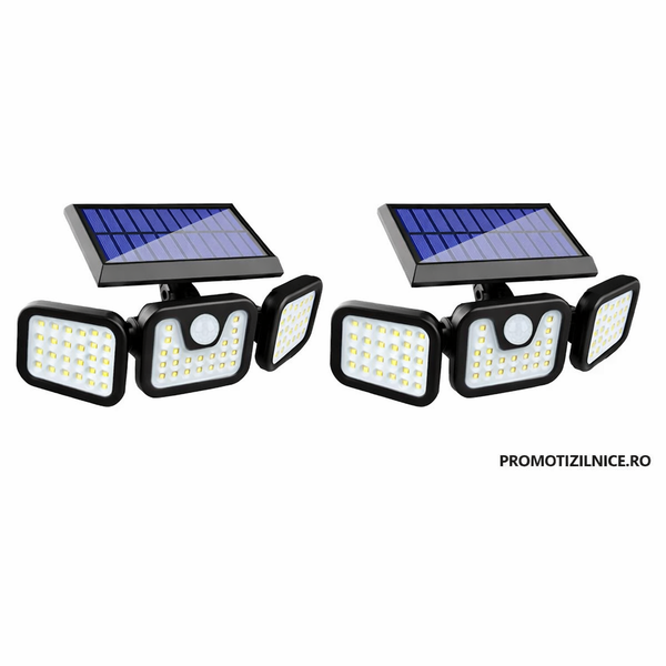 Set 2 bucati Lampa Solara 150W Leduri COB, Senzor de Miscare Prindere pe Perete PromotiiZilnice
