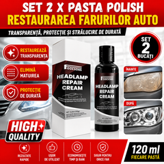 Set 2 x Pasta Polish pentru Restaurarea Farurilor Auto, 120 ml fiecare eShopix