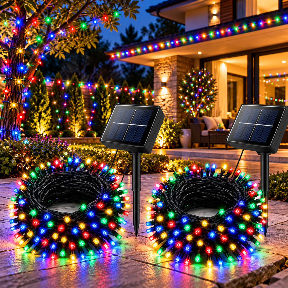 Set 2 Instalații Solare LED, 10 m, 100 LED-uri/Bucată Powersale