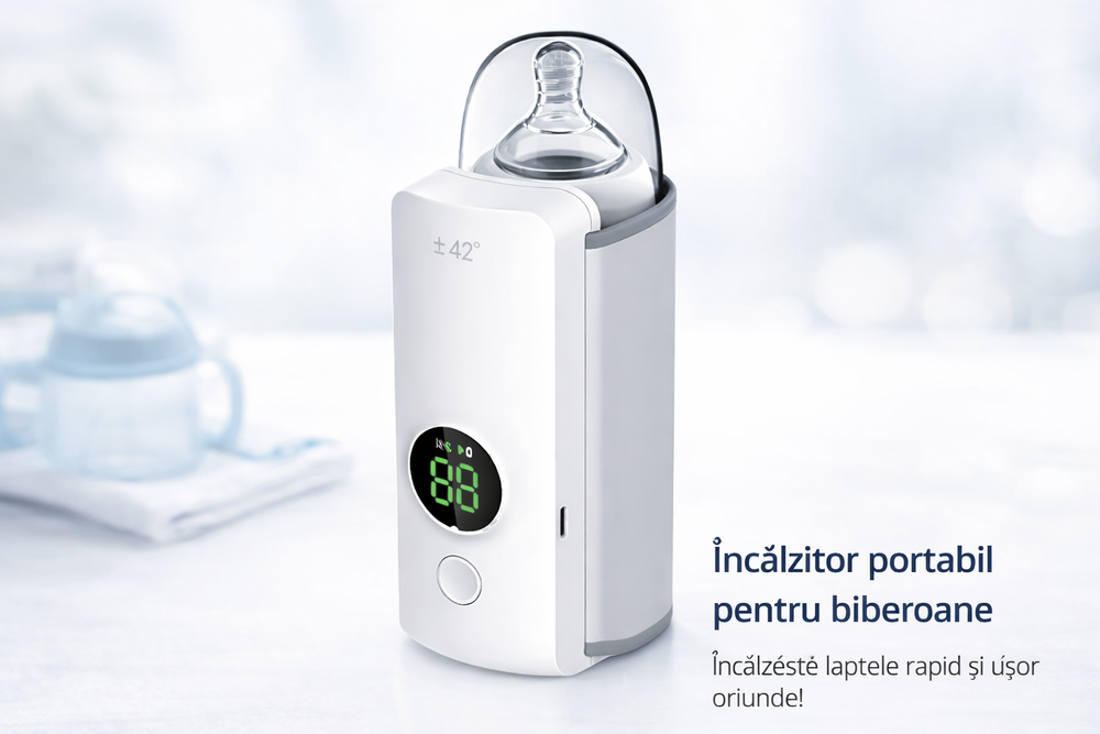 Incalzitor Biberon Portabil cu Acumulator 6000mAh, 6 Trepte de Temperatura, Compact pentru Calatorii PromotiiZilnice