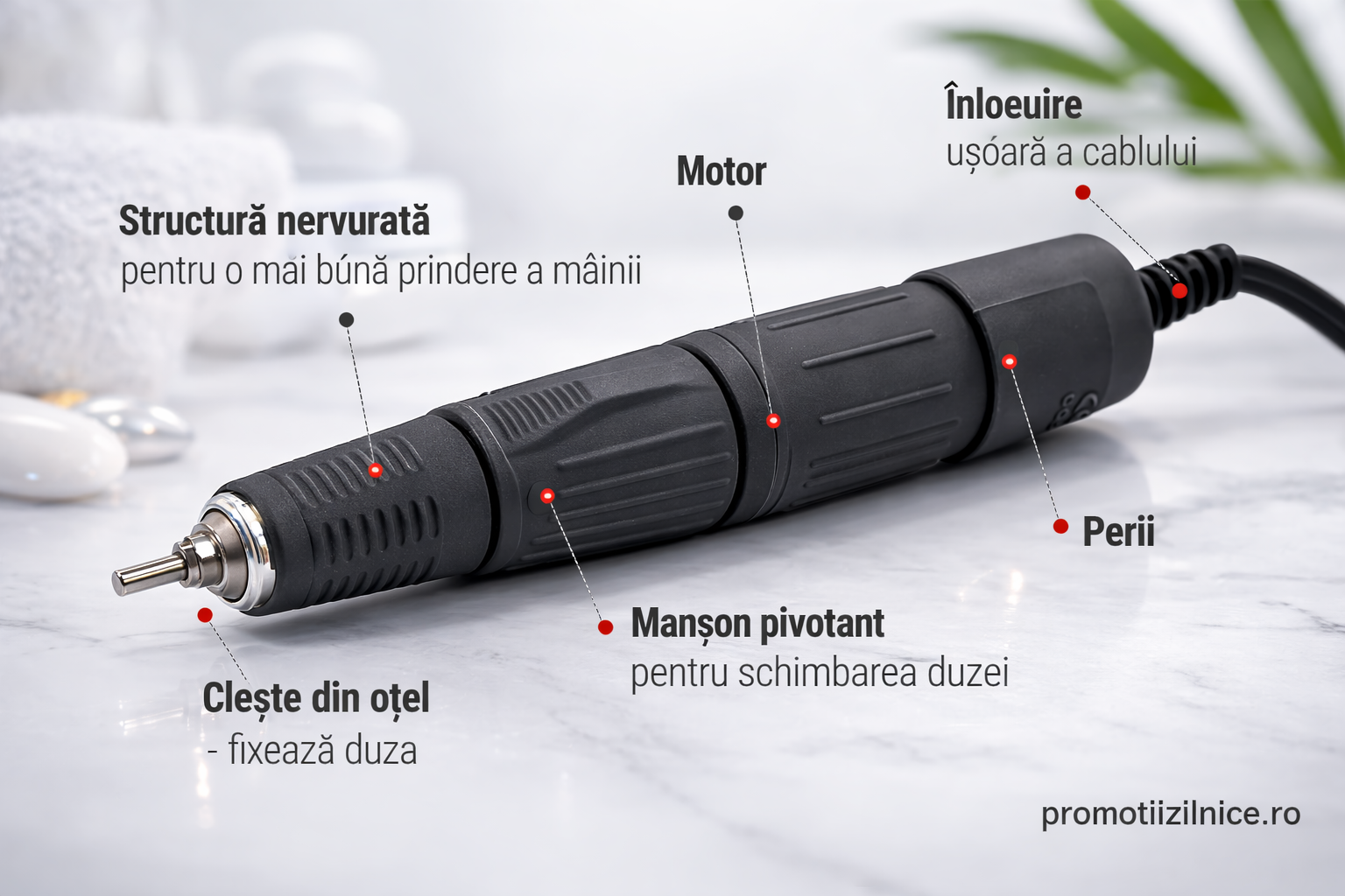 Freza Unghii Profesională Marathon 3 Champion 35000 RPM 45W cu Pedală – Aparat Manichiură și Pedichiură Profesional PromotiiZilnice