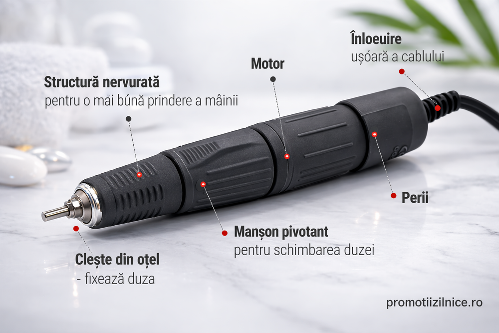 Freza Unghii Profesională Marathon 3 Champion 35000 RPM 45W cu Pedală – Aparat Manichiură și Pedichiură Profesional PromotiiZilnice