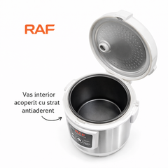 Oală multicooker RAF R166W 5L, 900W, 12 programe, afișaj digital, multifuncțională, alb Powersale