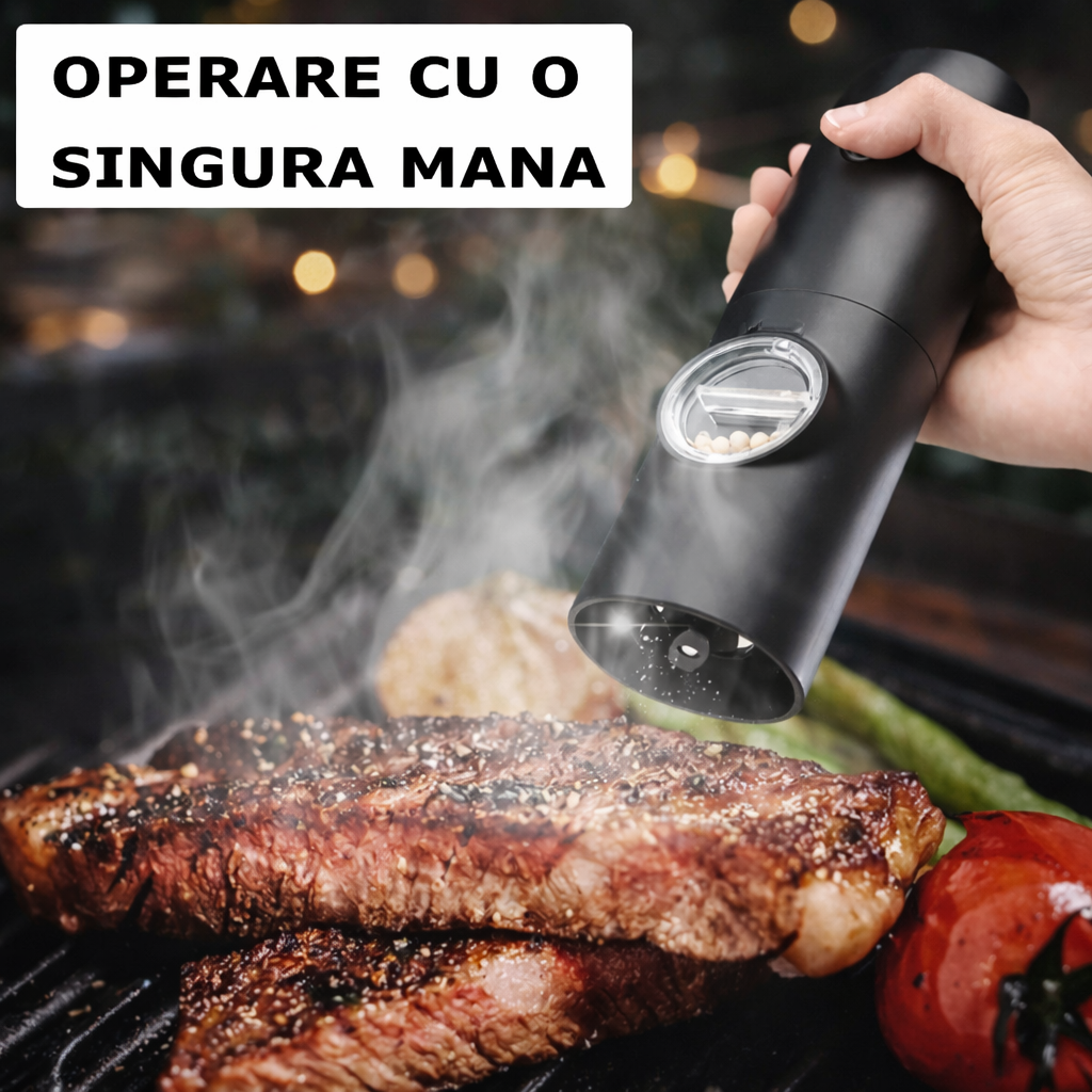 Set 2 Râșnițe Electrice pentru Sare și Piper, Reîncărcabile USB, Măcinare Reglabilă, Suport de Încărcare Inclus PromotiiZilnice