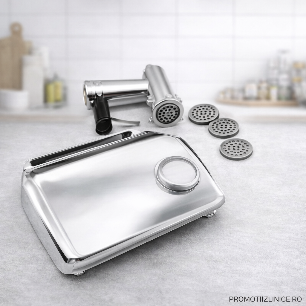 Mașină de tocat carne electrică Visuron 3000 W – 120 kg/oră, 3 site inox, funcție Reverse, componente detașabile PromotiiZilnice