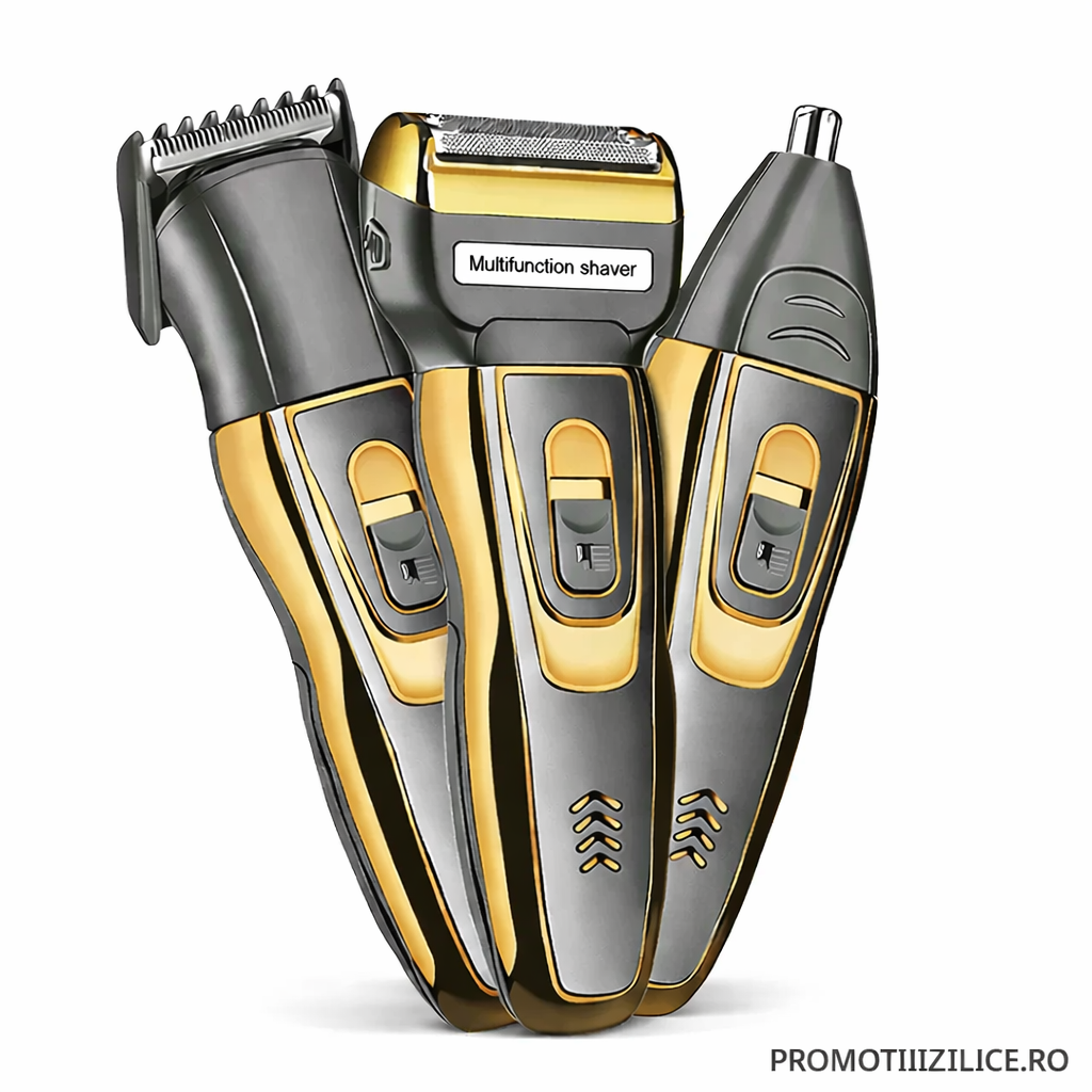 Aparat de Tuns 3-în-1 Multishaver – Trimmer Tuns, Barbierit & Îndepărtare Păr Nas/Urechi – Lame Oțel Inoxidabil PromotiiZilnice