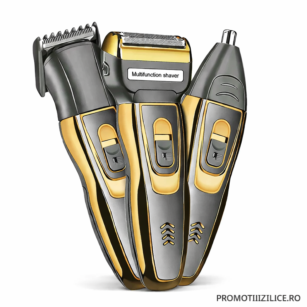Aparat de Tuns 3-în-1 Multishaver – Trimmer Tuns, Barbierit & Îndepărtare Păr Nas/Urechi – Lame Oțel Inoxidabil PromotiiZilnice