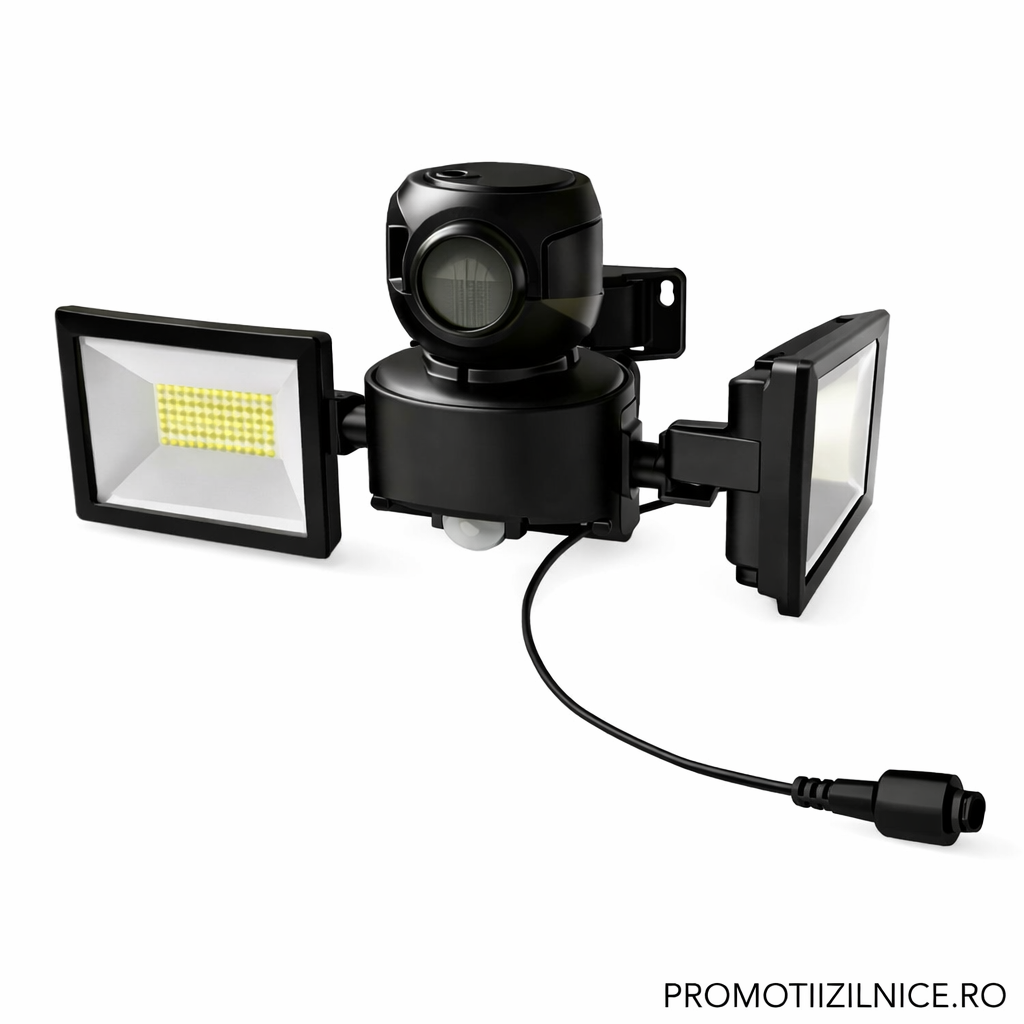 Proiector Solar LED Dublu 200W cu Senzor de Miscare, Telecomanda si Protectie IP67 – Iluminare Exterior Curte si Gradina PromotiiZilnice