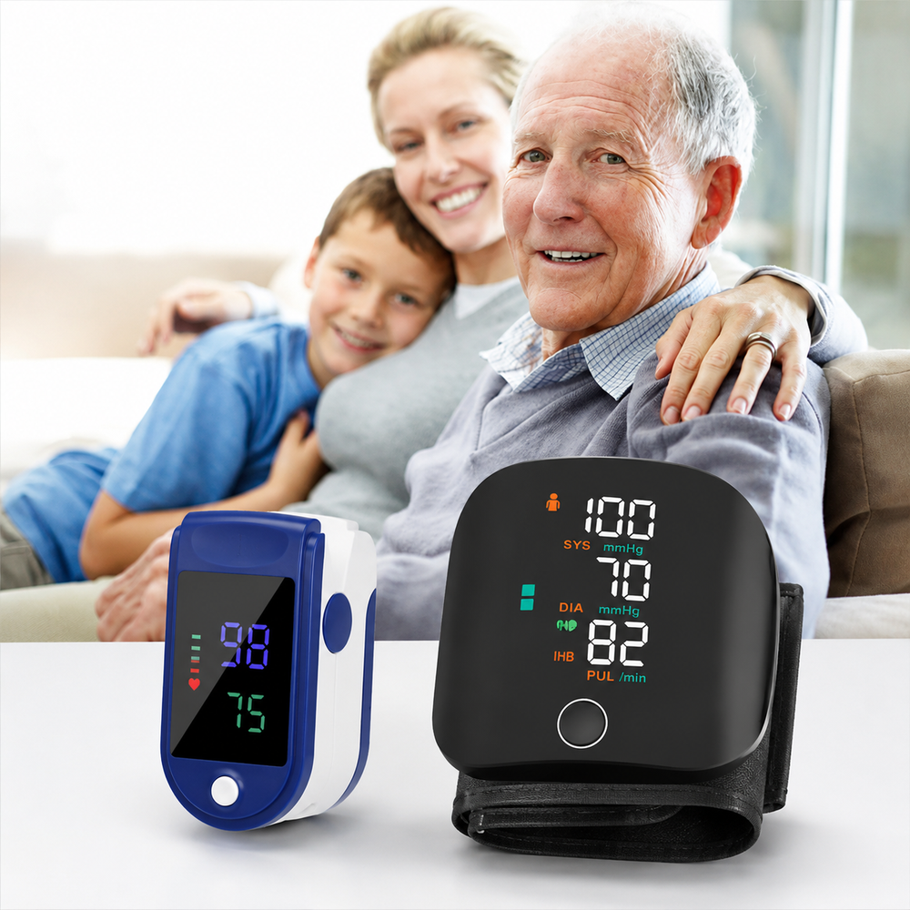 Pachet Monitorizare Sanatate 2 in 1 – Tensiometru Digital de Incheietura + Pulsoximetru OLED Cadou PromotiiZilnice