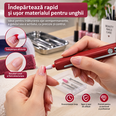 Freză Electrică pentru Manichiură și Pedichiură, Portabilă, USB, cu Capete de Frezare Powersale