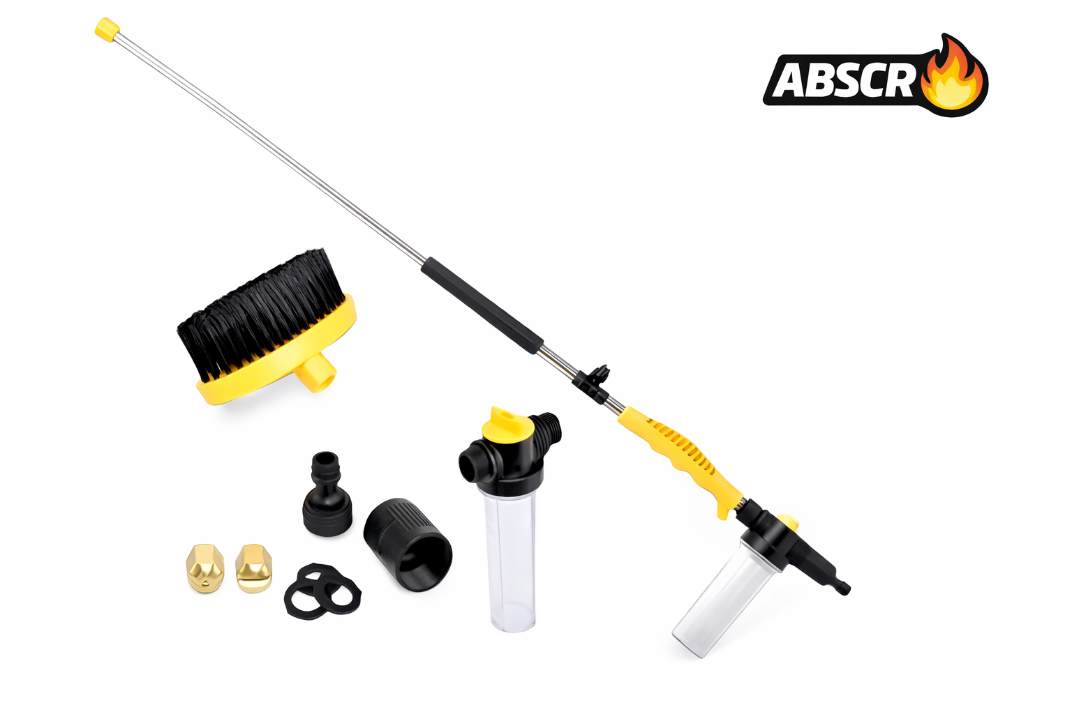 Aparat de Spalat cu Presiune cu Rezervor Detergent si Perie Rotativa – Kit Curatare Auto, Terasa, Gradina BoomSale