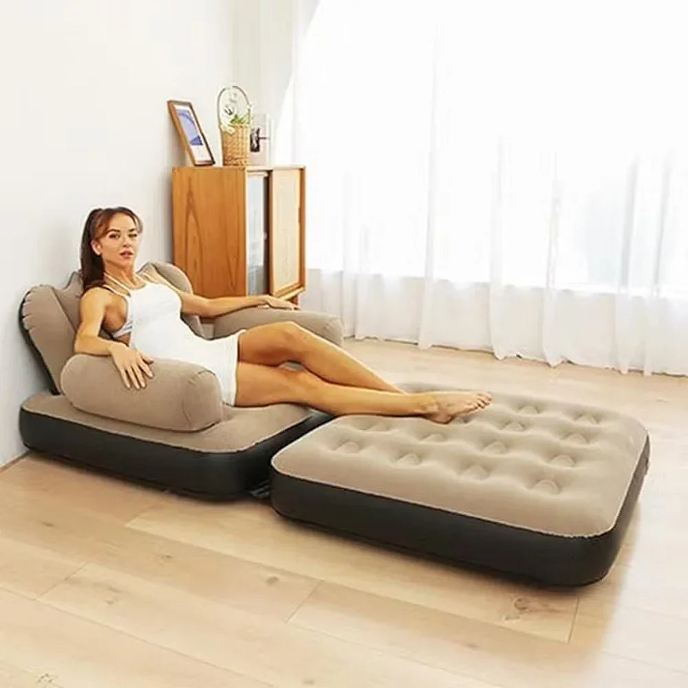 Fotoliu-sezlong gonflabil, 2 in 1, PVC, 100x98x90 cm, maro PromotiiZilnice